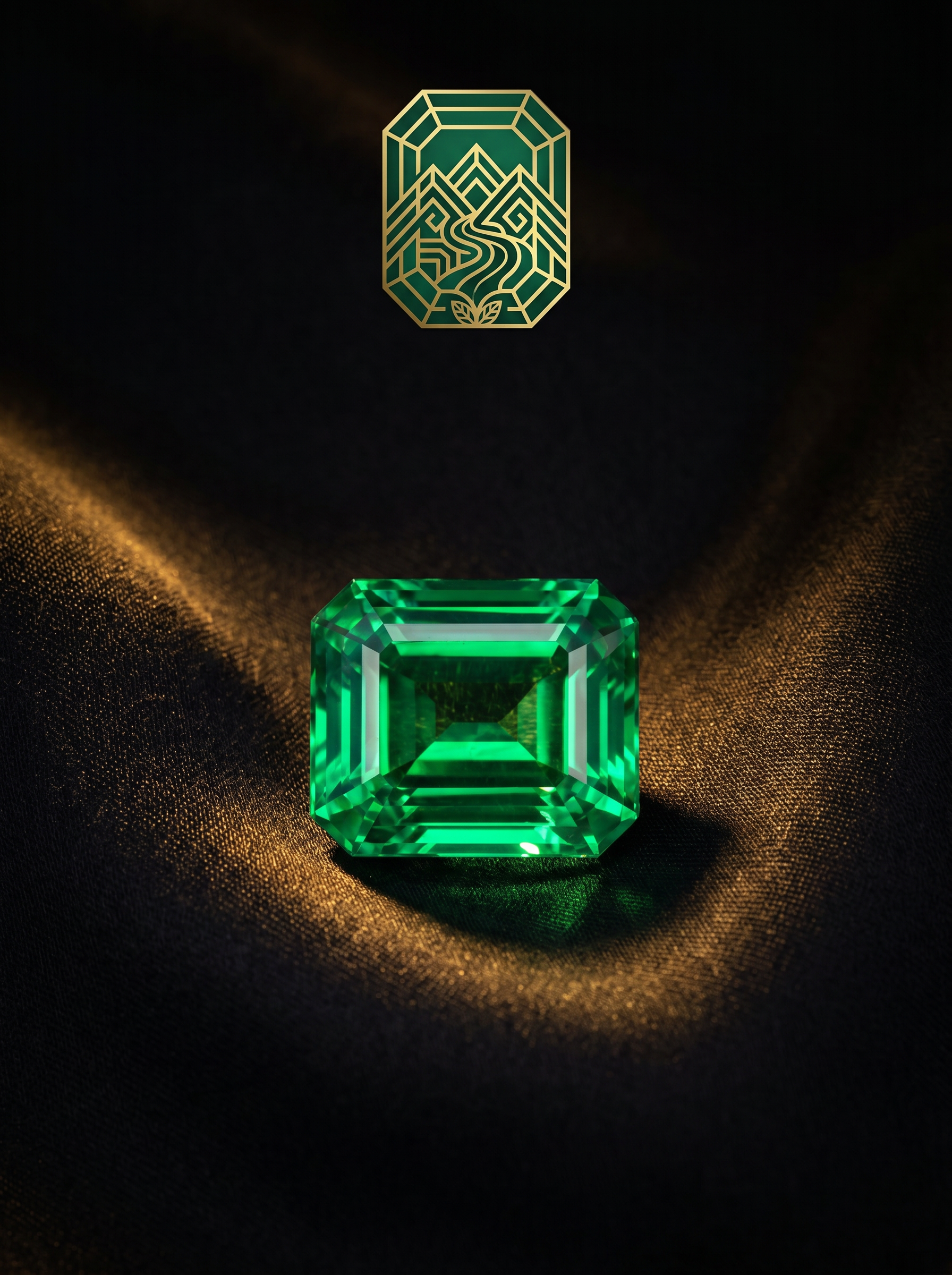F2 moderate enhancement emerald on black cloth
