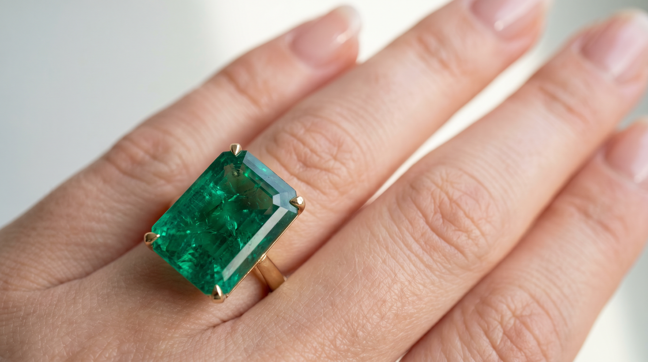 Emerald ring in golden light
