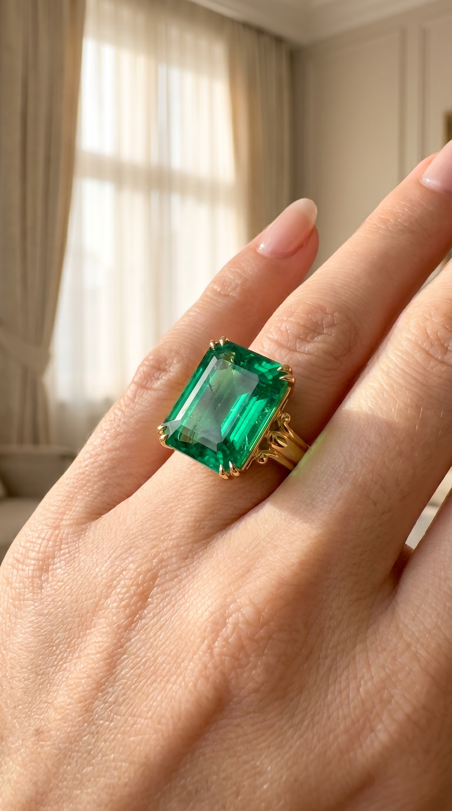 Emerald ring lifestyle shot