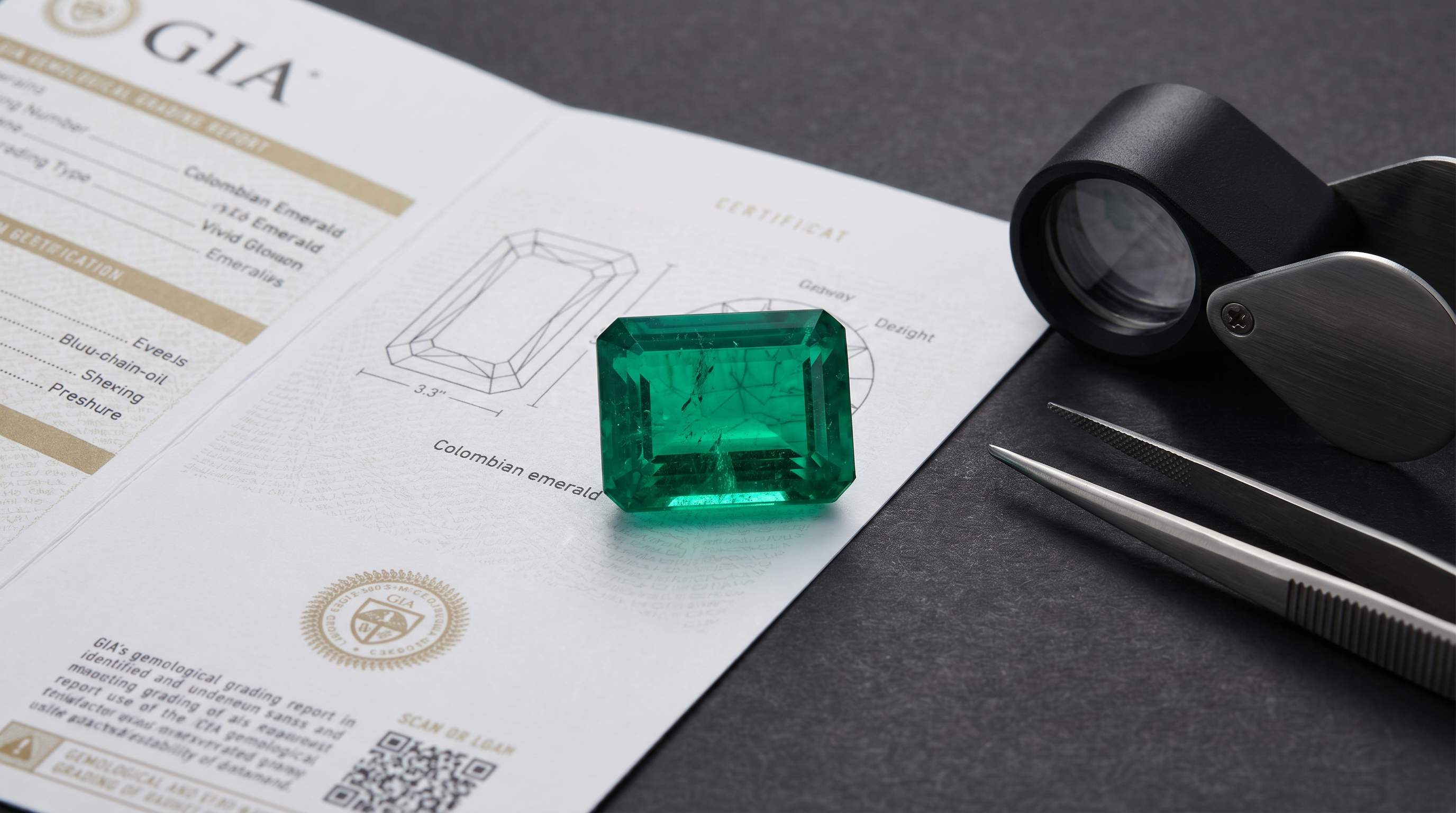 Emerald showcased on a GIA certificate